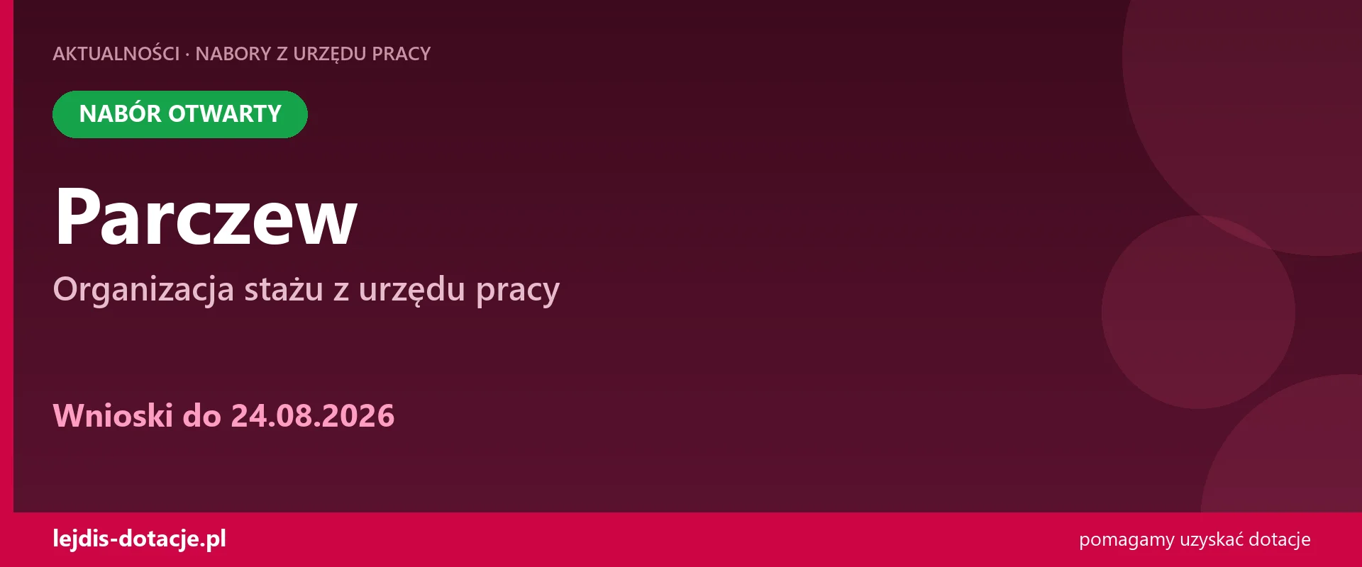 PUP Parczew przyjmuje wnioski — organizacja stażu z urzędu pracy (24 sierpnia 2026)