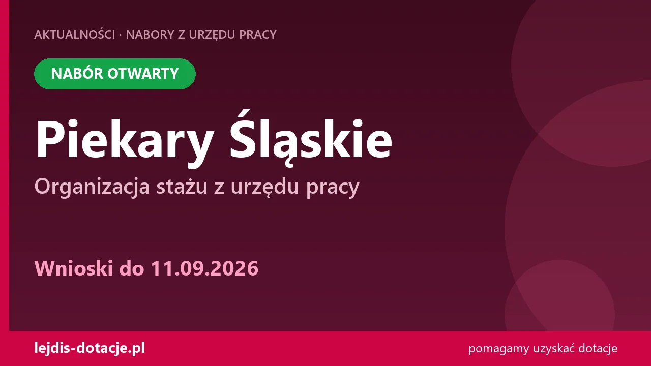 PUP Piekary Śląskie przyjmuje wnioski — organizacja stażu z urzędu pracy (11 września 2026)