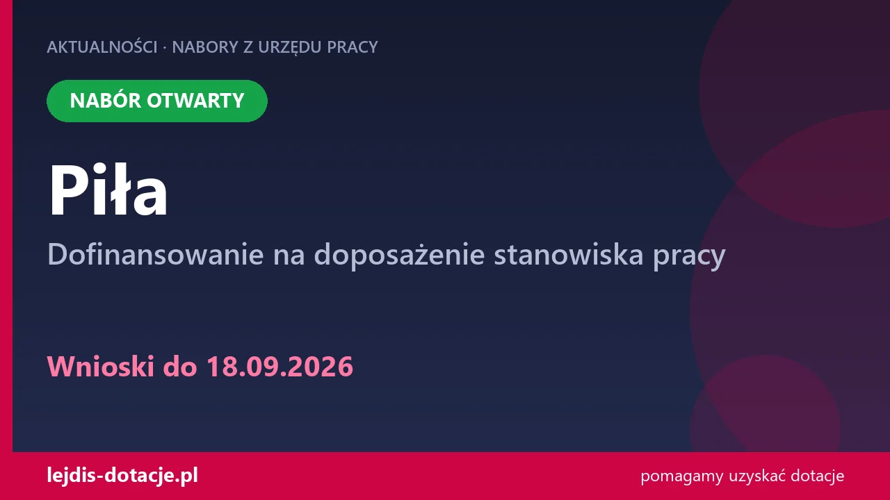 PUP Piła przyjmuje wnioski — dofinansowanie na doposażenie stanowiska pracy (18 września 2026)