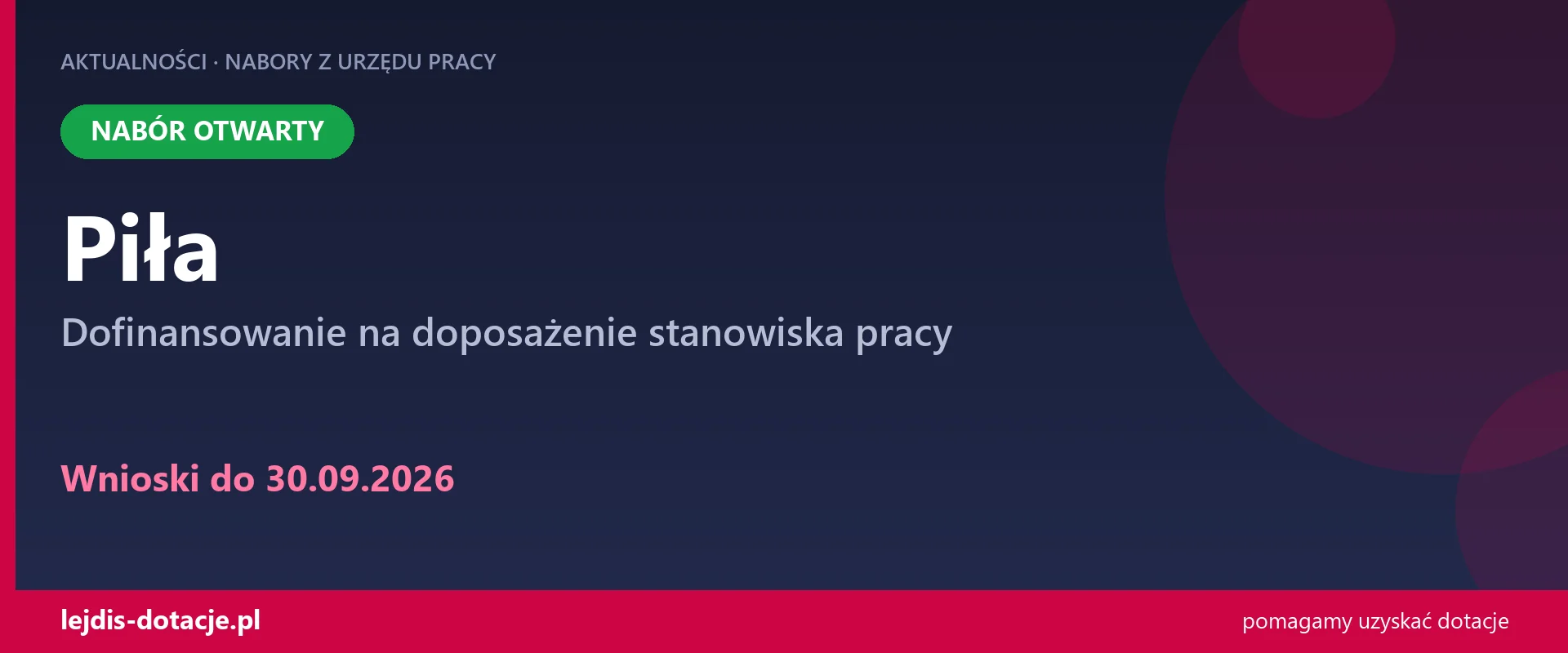 PUP Piła przyjmuje wnioski — dofinansowanie na doposażenie stanowiska pracy (30 września 2026)