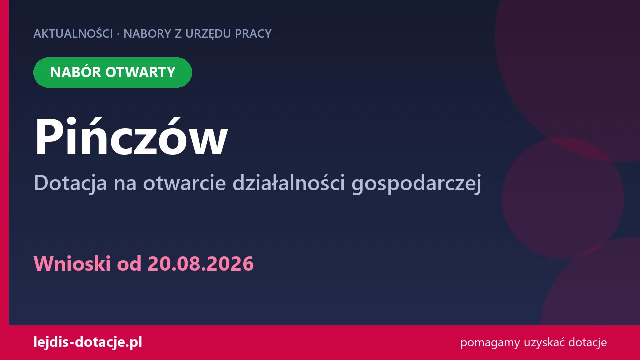 PUP Pińczów przyjmuje wnioski — dotacja na otwarcie działalności gospodarczej (20 sierpnia 2026)