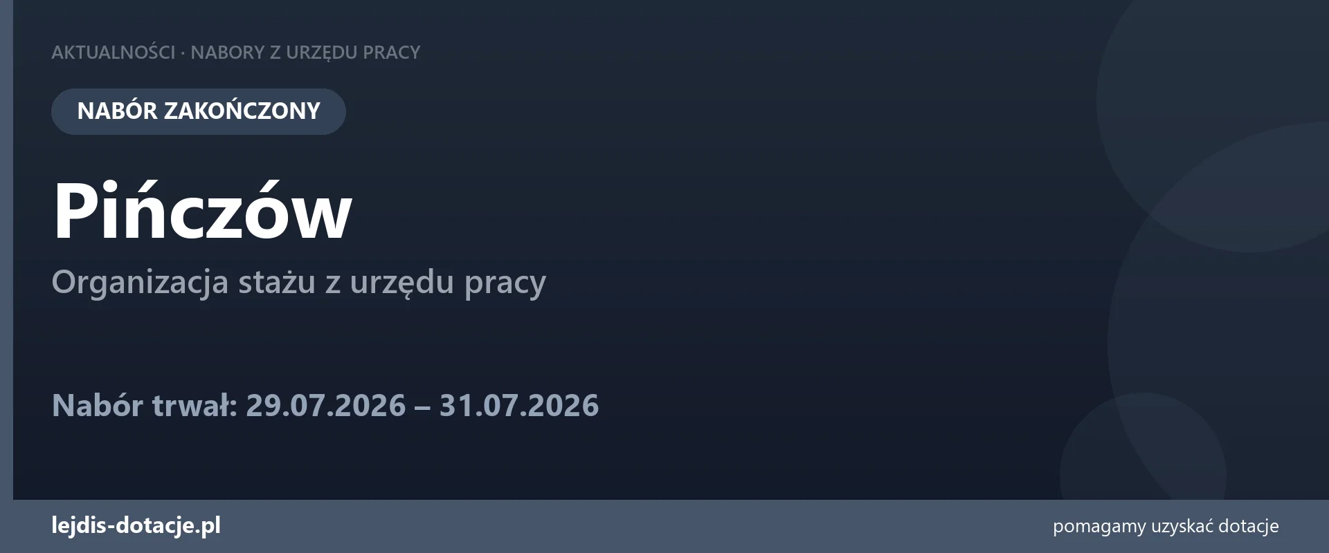 PUP Pińczów zakończył nabór — organizacja stażu z urzędu pracy (31 lipca 2026)