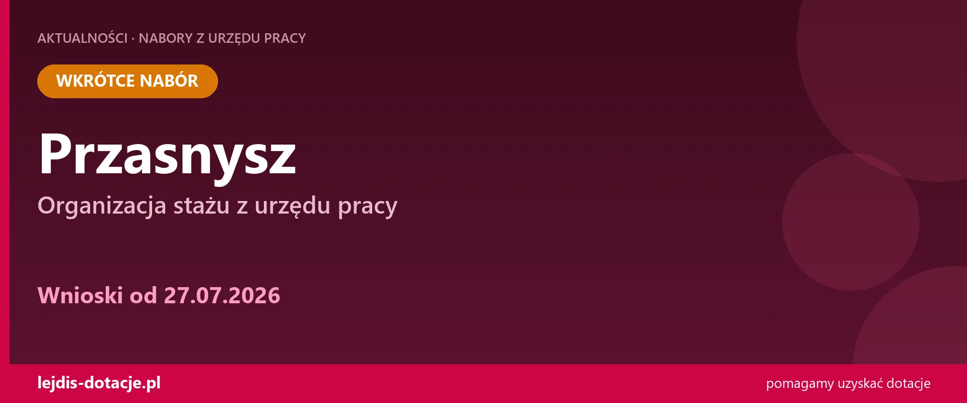 PUP Przasnysz ogłasza nabór — organizacja stażu z urzędu pracy (27 lipca 2026)