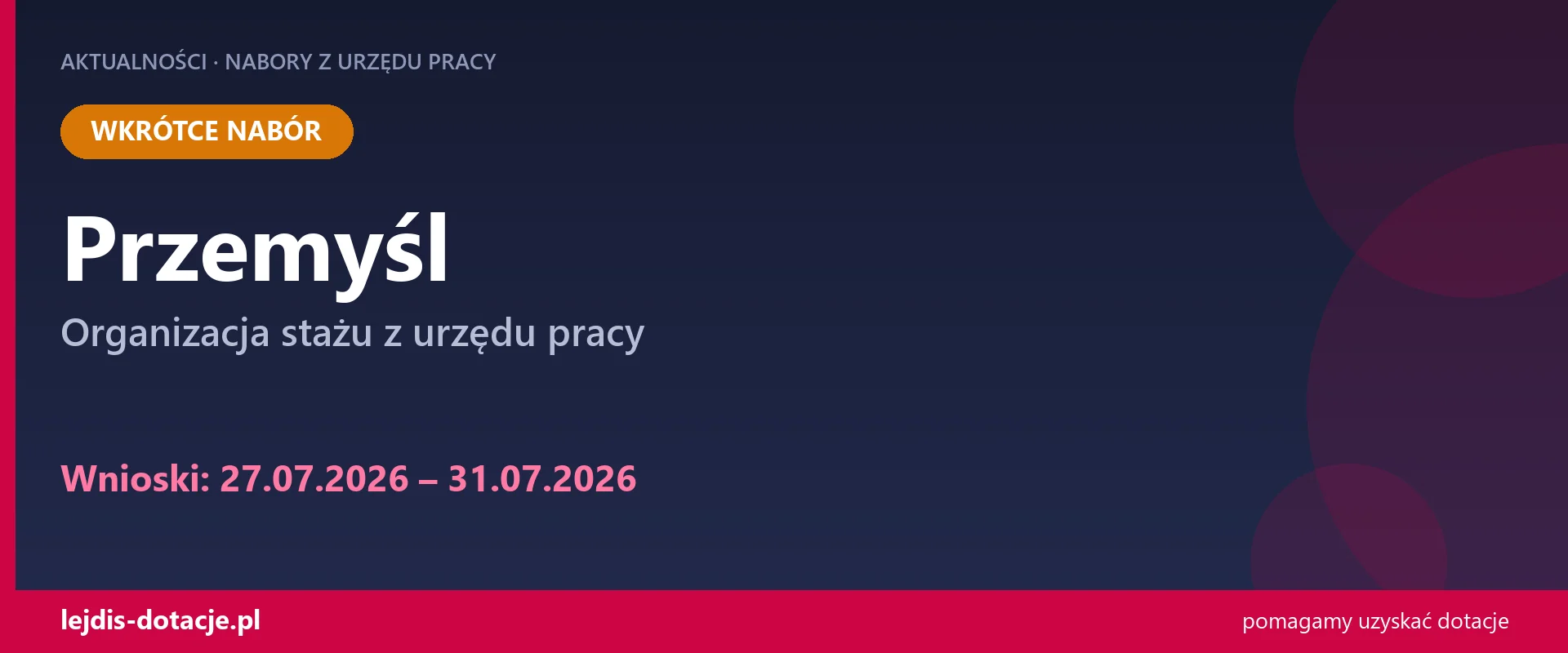 PUP Przemyśl ogłasza nabór — organizacja stażu z urzędu pracy (27 lipca 2026)
