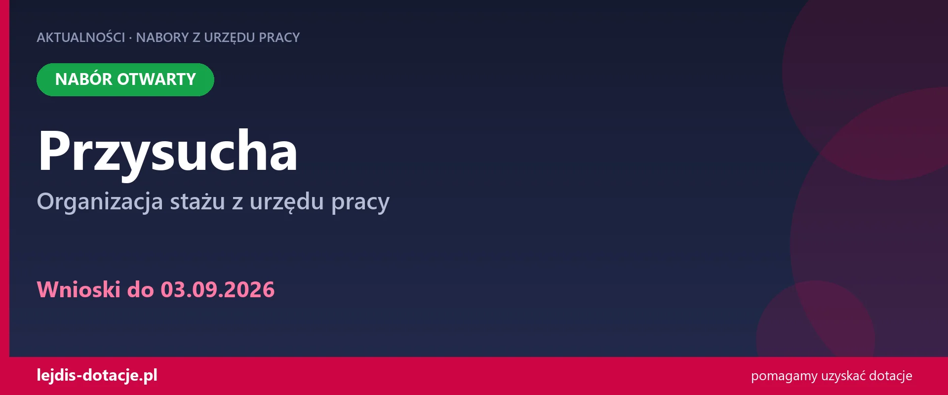PUP Przysucha przyjmuje wnioski — organizacja stażu z urzędu pracy (3 września 2026)