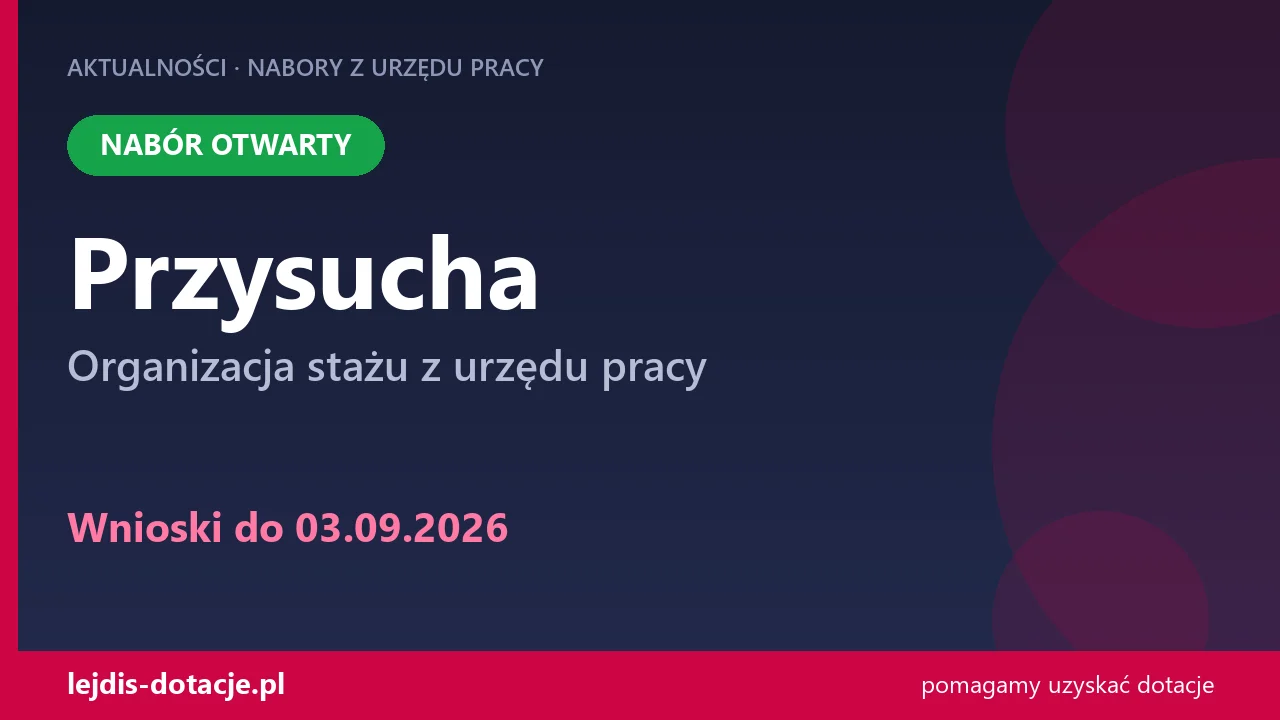 PUP Przysucha przyjmuje wnioski — organizacja stażu z urzędu pracy (3 września 2026)