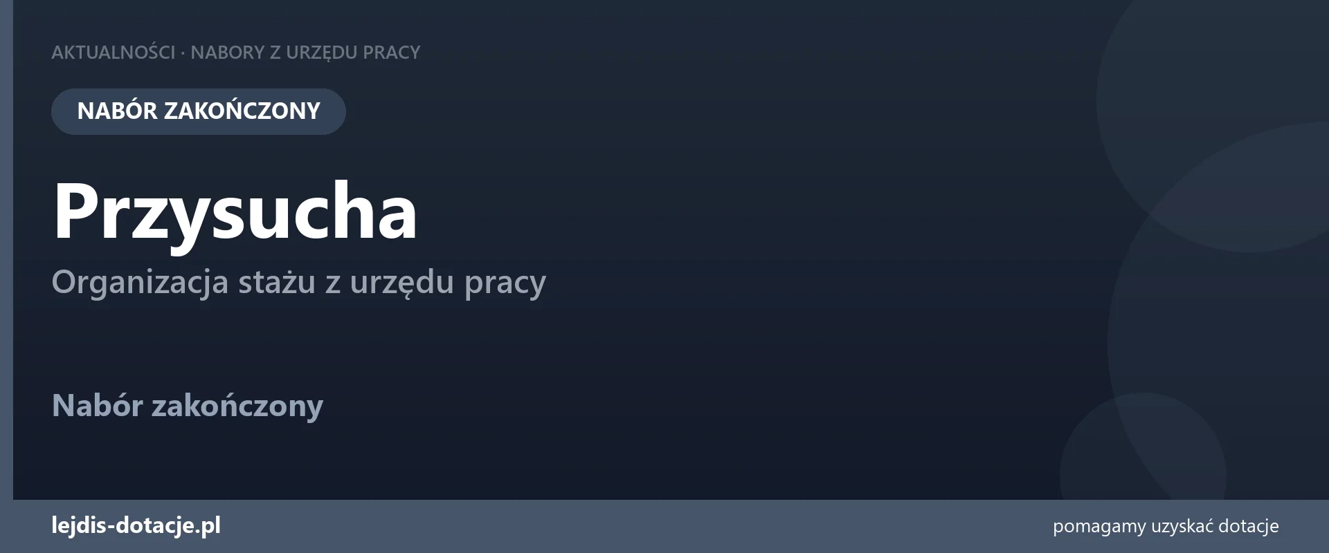 PUP Przysucha zakończył nabór — organizacja stażu z urzędu pracy (28 sierpnia 2026)