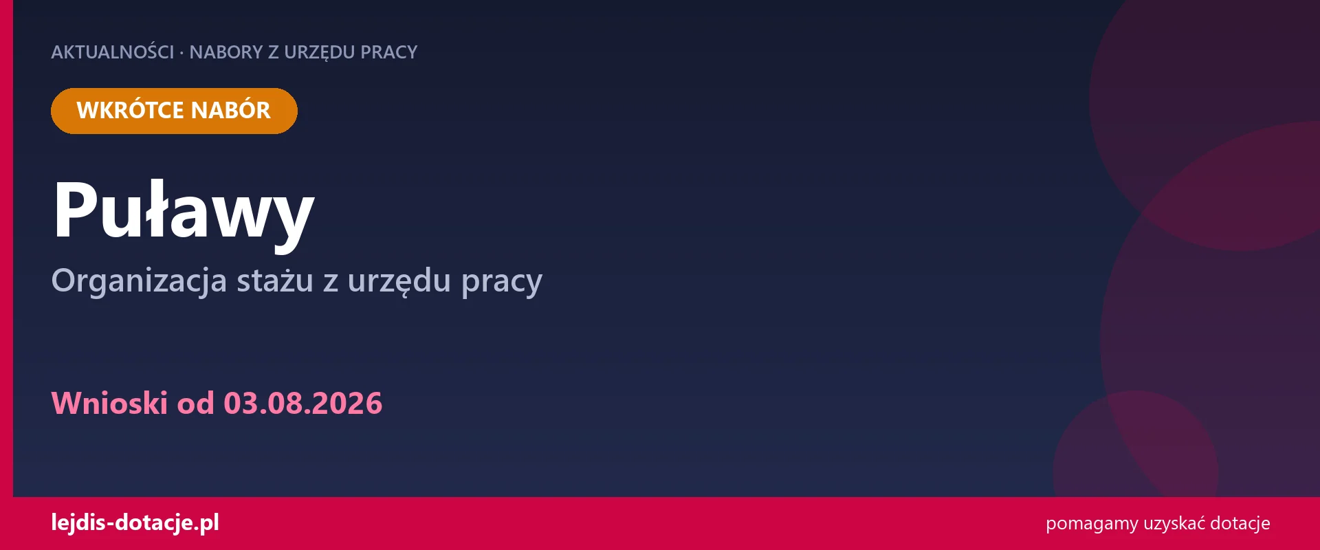 PUP Puławy ogłasza nabór — organizacja stażu z urzędu pracy (3 sierpnia 2026)