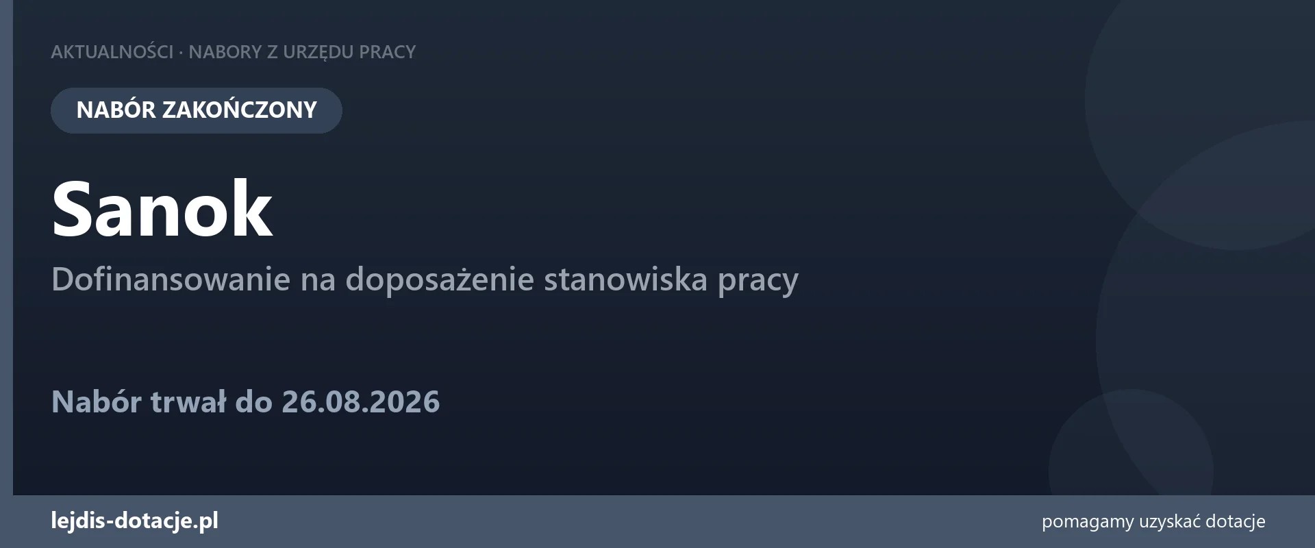 PUP Sanok zakończył nabór — dofinansowanie na doposażenie stanowiska pracy (26 sierpnia 2026)