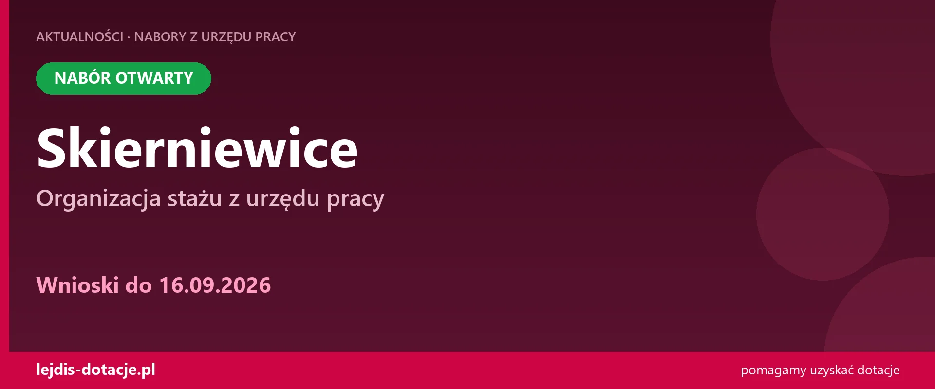 PUP Skierniewice przyjmuje wnioski — organizacja stażu z urzędu pracy (16 września 2026)