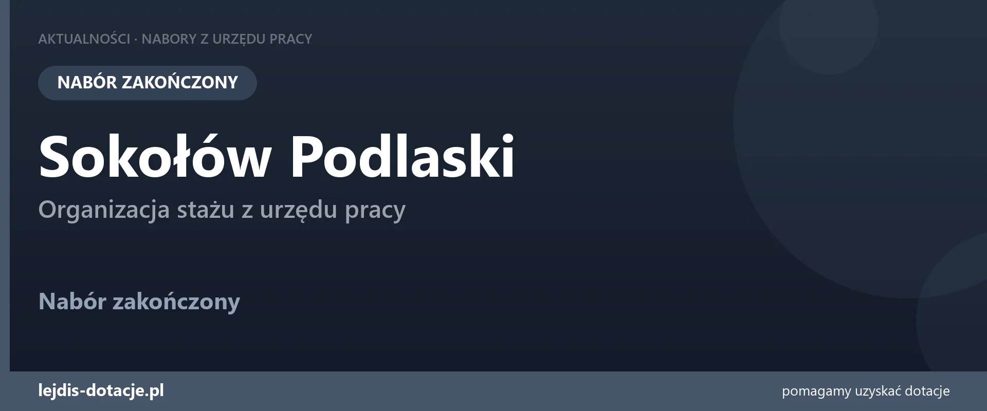 PUP Sokołów Podlaski zakończył nabór — organizacja stażu z urzędu pracy (22 września 2026)