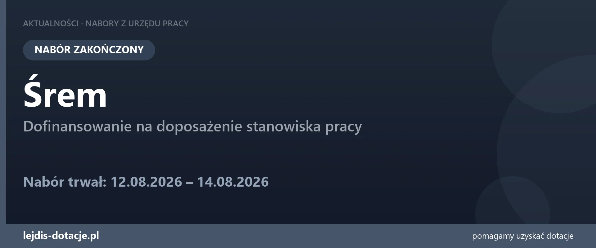 PUP Śrem zakończył nabór — dofinansowanie na doposażenie stanowiska pracy (14 sierpnia 2026)