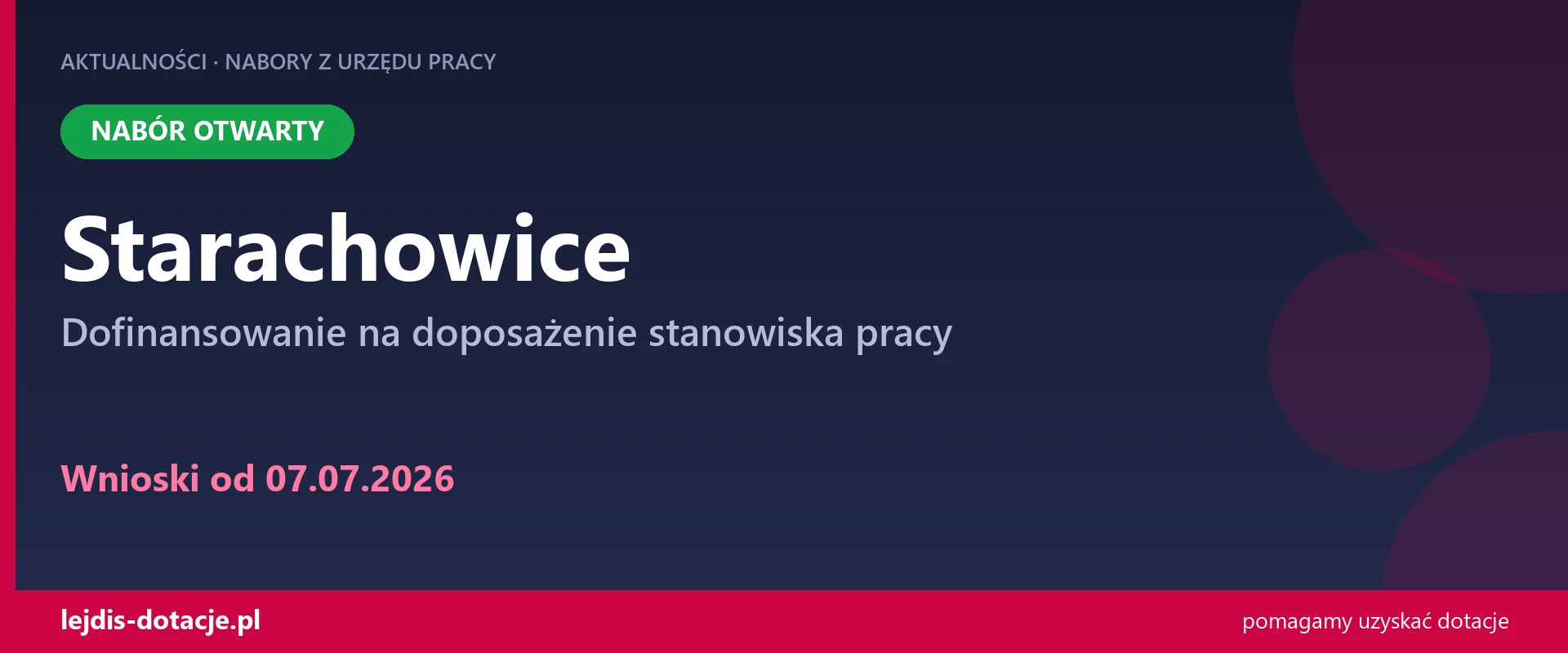 PUP Starachowice przyjmuje wnioski — dofinansowanie na doposażenie stanowiska pracy (7 lipca 2026)