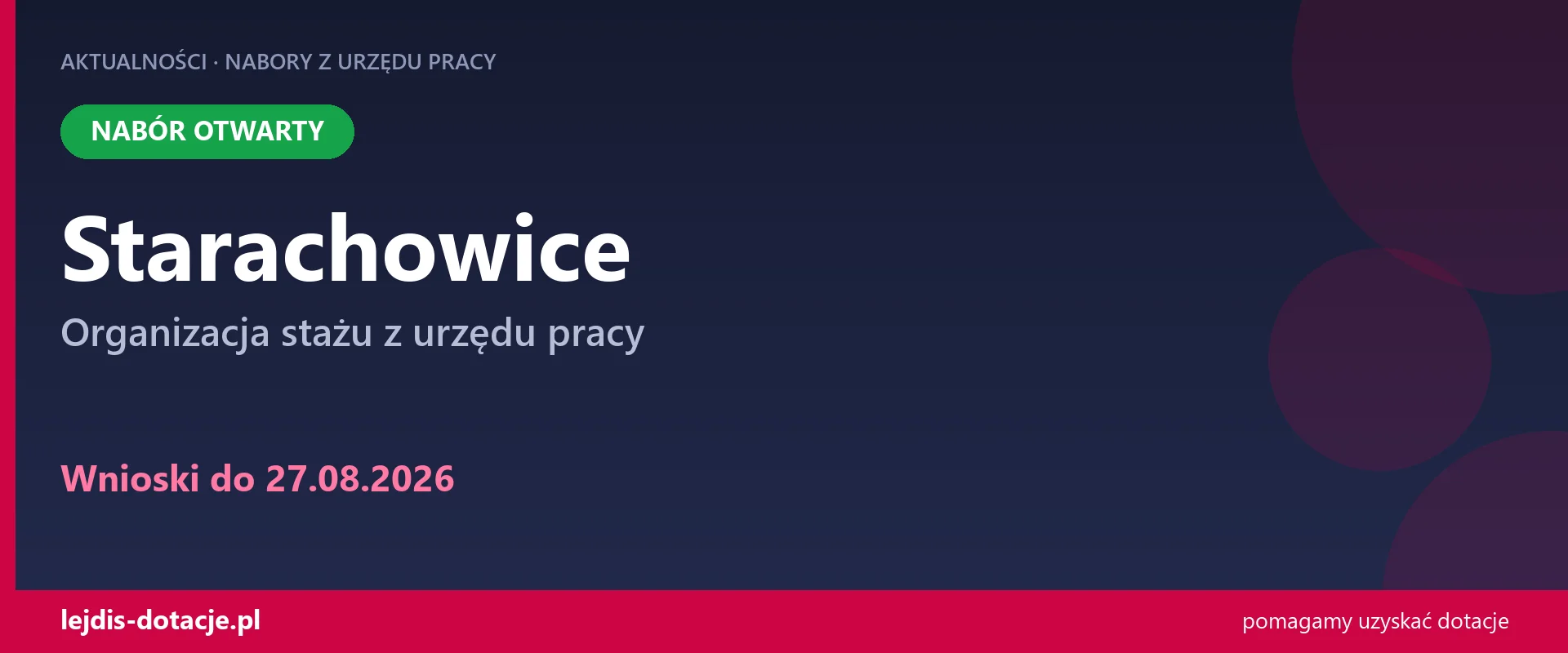 PUP Starachowice przyjmuje wnioski — organizacja stażu z urzędu pracy (27 sierpnia 2026)