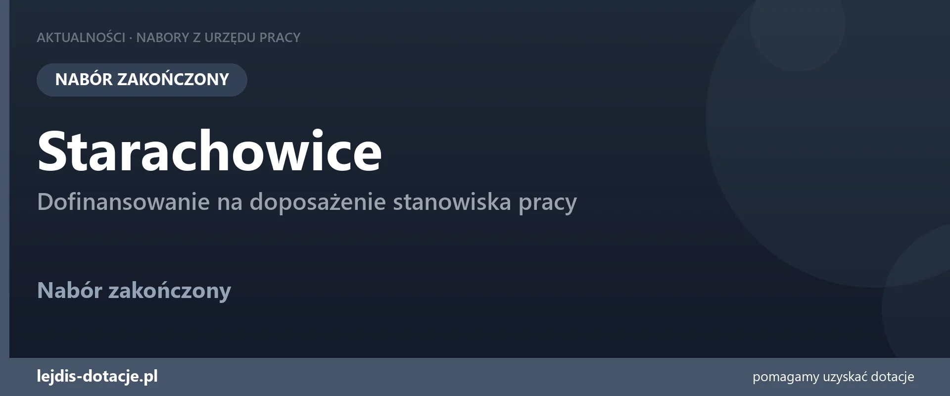 PUP Starachowice zakończył nabór — dofinansowanie na doposażenie stanowiska pracy (7 lipca 2026)