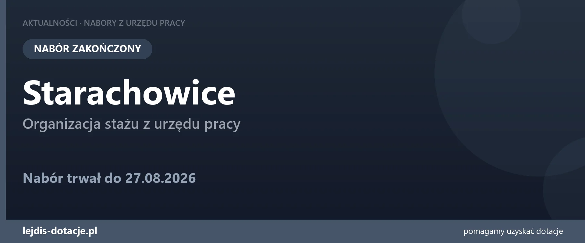 PUP Starachowice zakończył nabór — organizacja stażu z urzędu pracy (27 sierpnia 2026)
