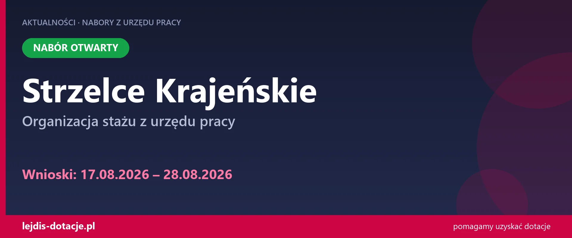 PUP Strzelce Krajeńskie przyjmuje wnioski — organizacja stażu z urzędu pracy (17 sierpnia 2026)