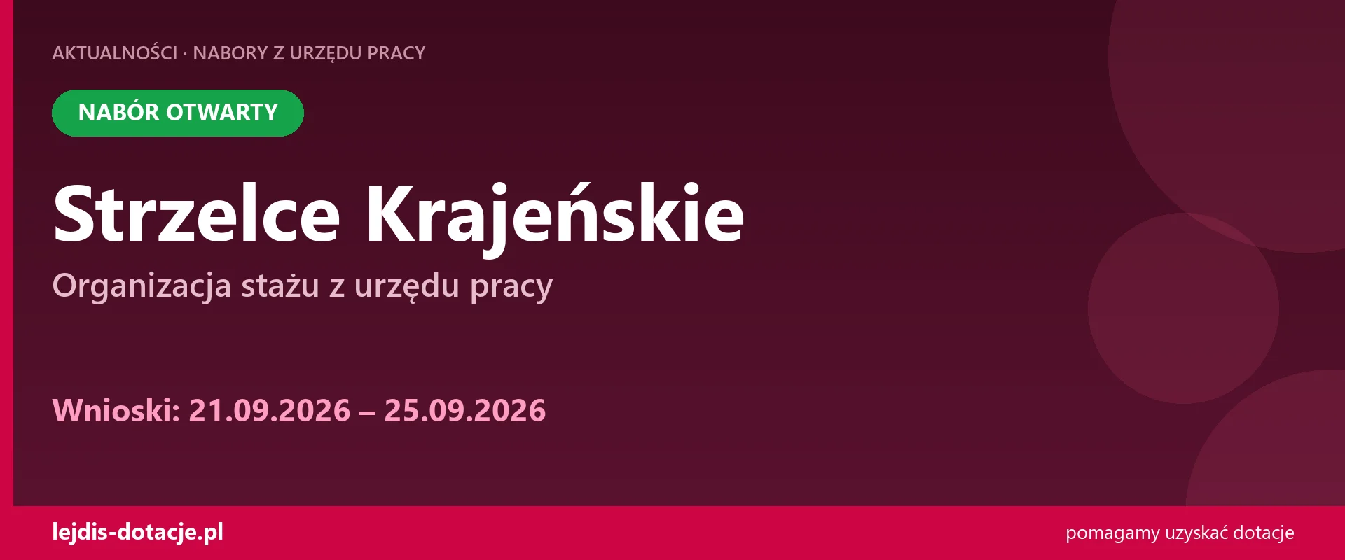 PUP Strzelce Krajeńskie przyjmuje wnioski — organizacja stażu z urzędu pracy (21 września 2026)