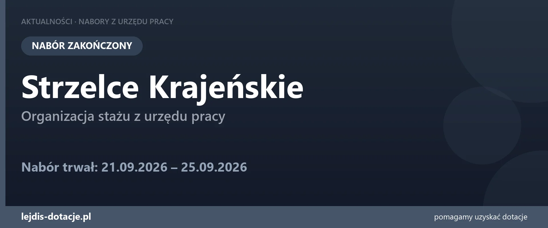 PUP Strzelce Krajeńskie zakończył nabór — organizacja stażu z urzędu pracy (25 września 2026)