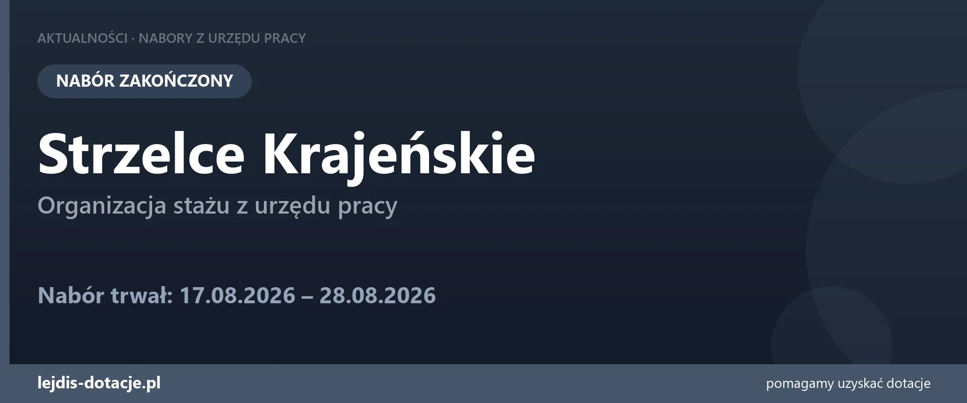 PUP Strzelce Krajeńskie zakończył nabór — organizacja stażu z urzędu pracy (28 sierpnia 2026)