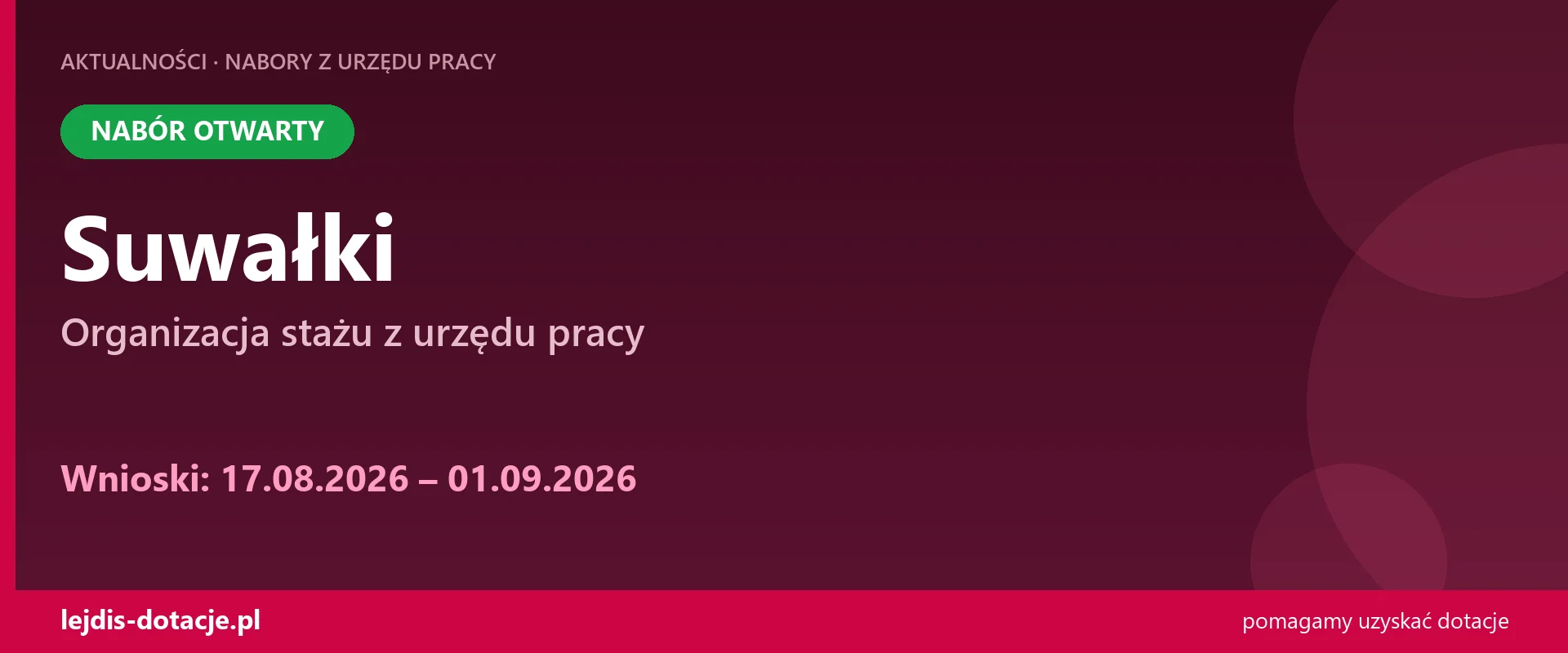 PUP Suwałki przyjmuje wnioski — organizacja stażu z urzędu pracy (17 sierpnia 2026)
