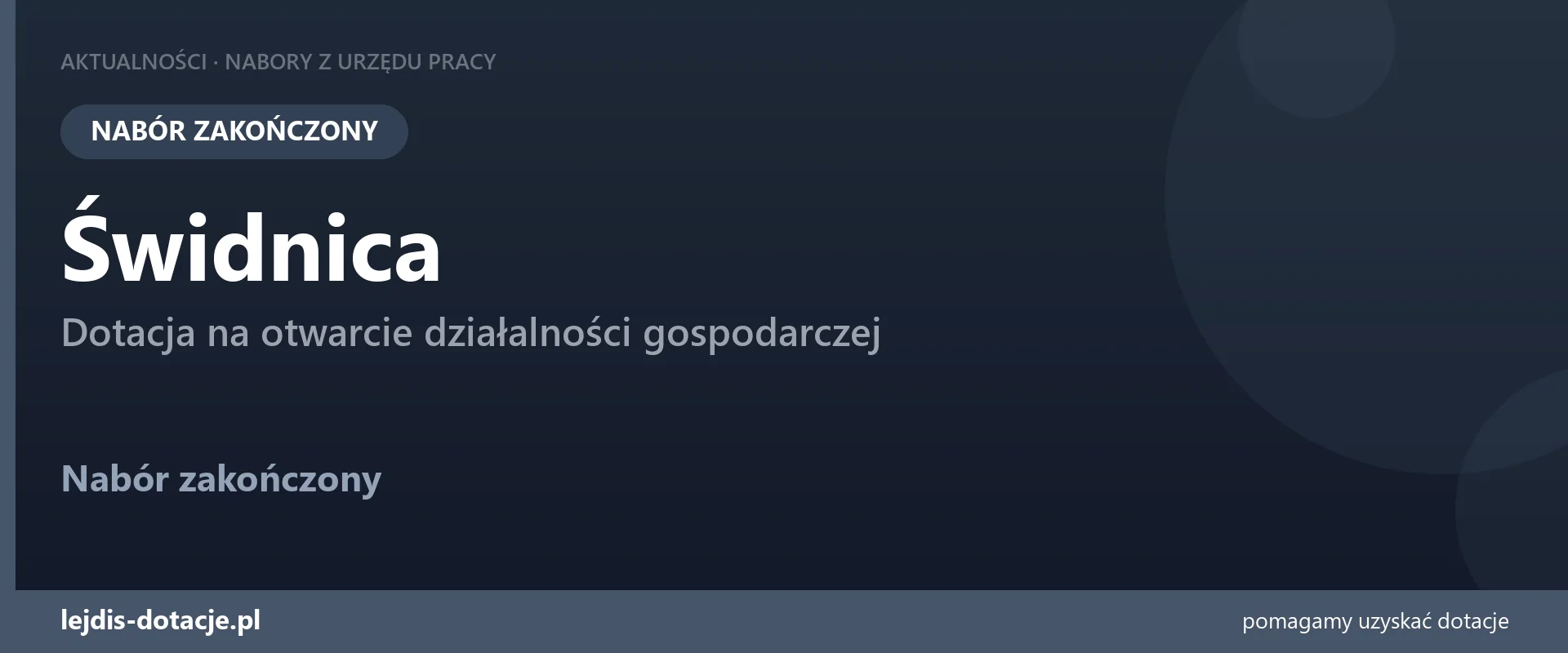 PUP Świdnica zakończył nabór — dotacja na otwarcie działalności gospodarczej (23 września 2026)