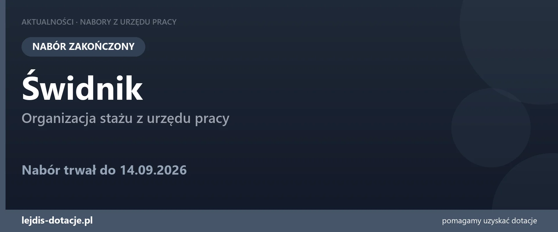 PUP Świdnik zakończył nabór — organizacja stażu z urzędu pracy (14 września 2026)