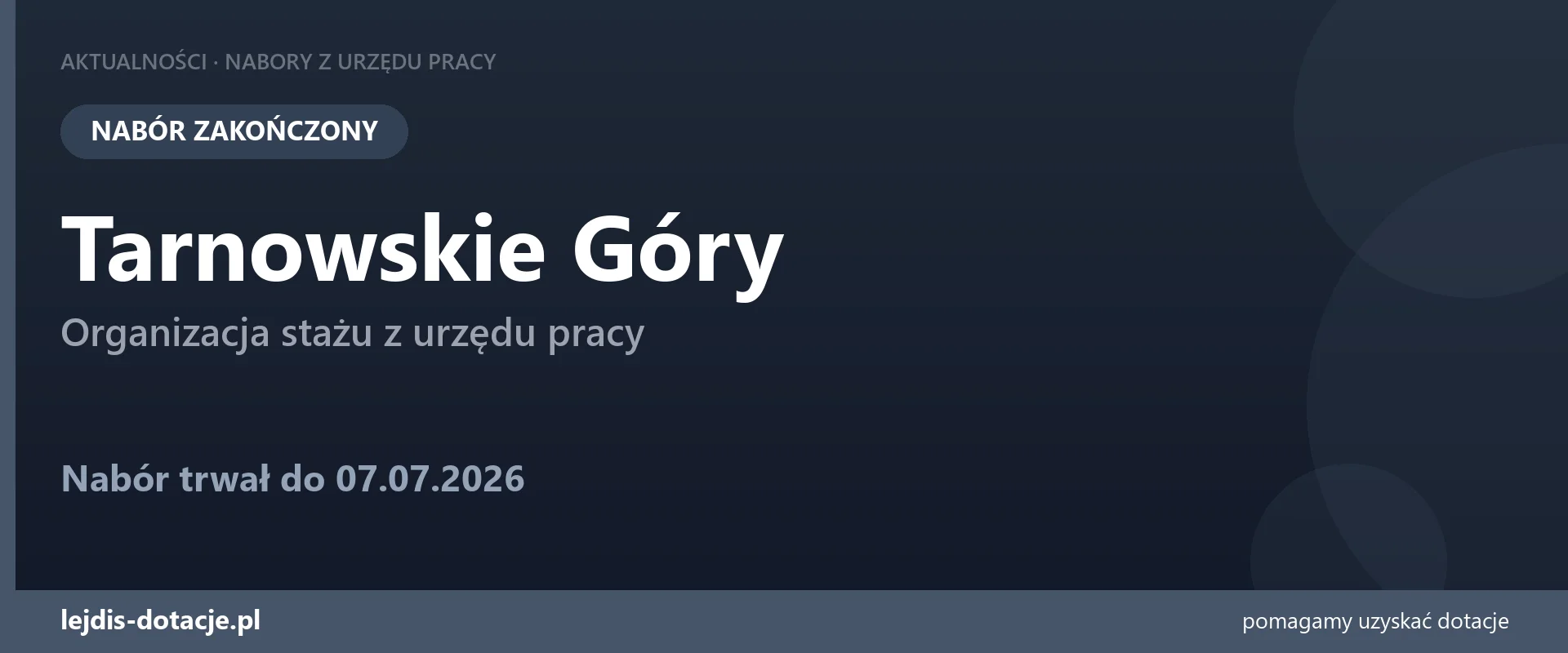 PUP Tarnowskie Góry zakończył nabór — organizacja stażu z urzędu pracy (7 lipca 2026)