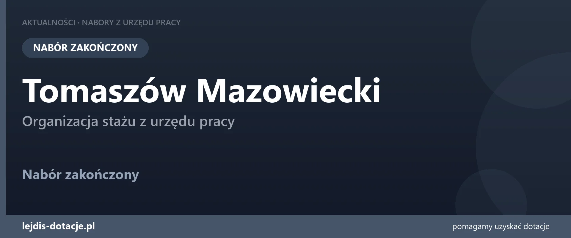 PUP Tomaszów Mazowiecki zakończył nabór — organizacja stażu z urzędu pracy (18 sierpnia 2026)