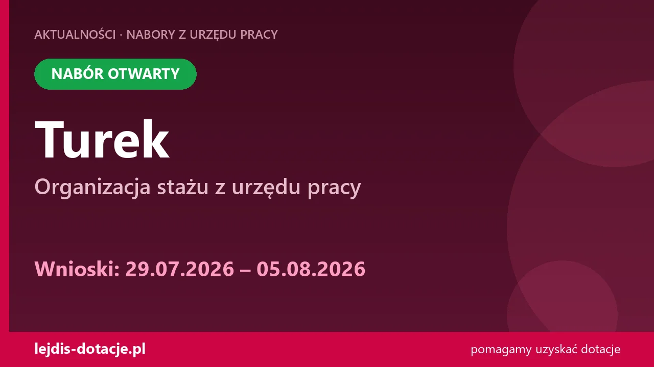 PUP Turek przyjmuje wnioski — organizacja stażu z urzędu pracy (29 lipca 2026)