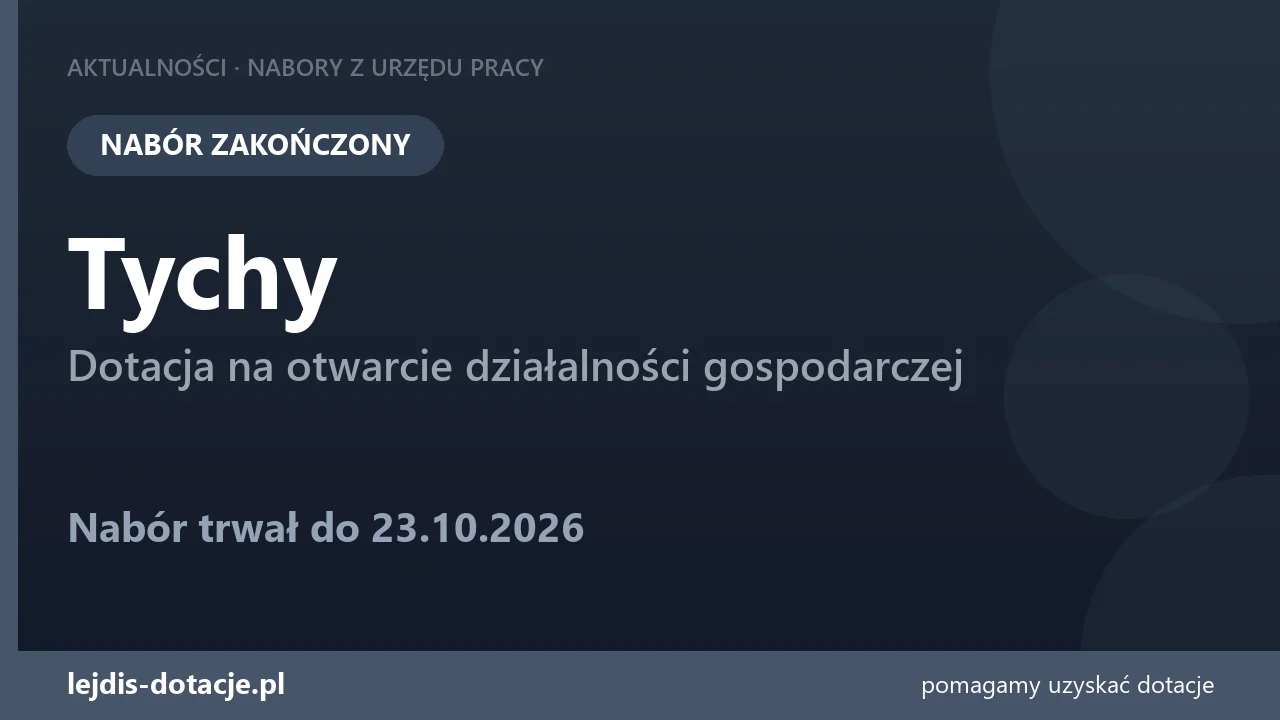 PUP w Tychach: nabór na dotację już zakończony (23 października 2026)