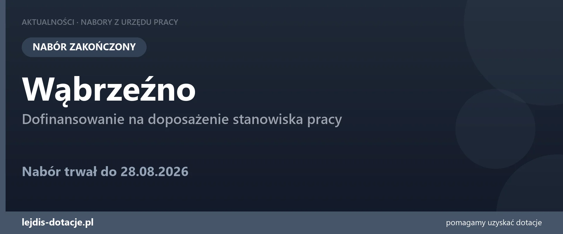 PUP Wąbrzeźno zakończył nabór — dofinansowanie na doposażenie stanowiska pracy (28 sierpnia 2026)