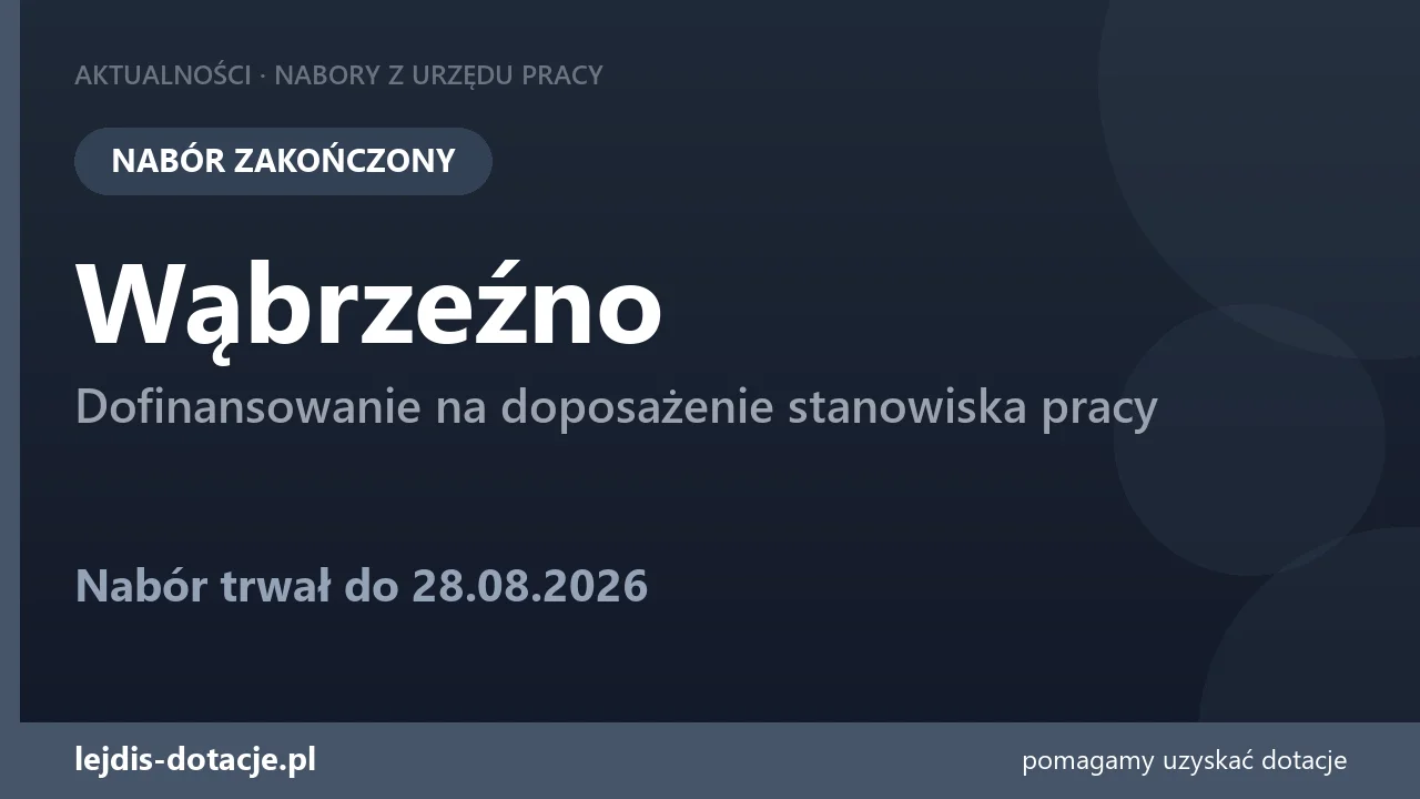 PUP Wąbrzeźno zakończył nabór — dofinansowanie na doposażenie stanowiska pracy (28 sierpnia 2026)