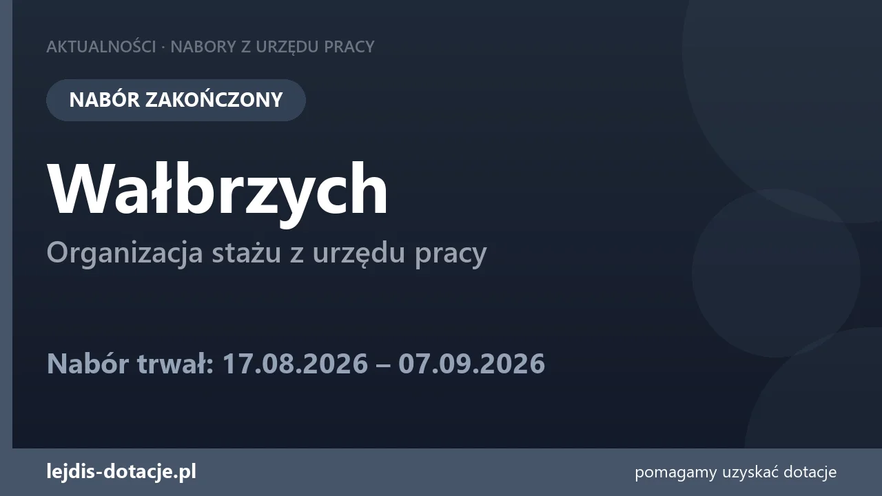 PUP Wałbrzych zakończył nabór — organizacja stażu z urzędu pracy (7 września 2026)