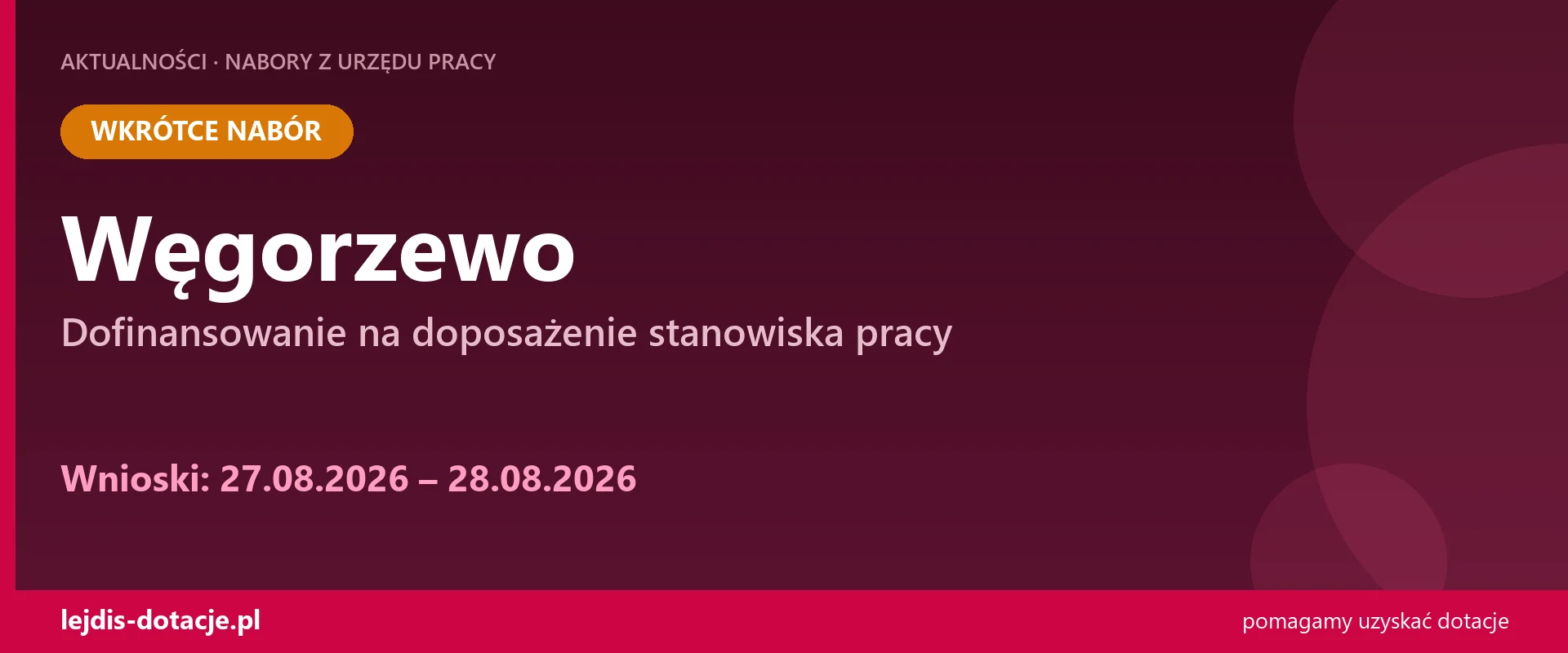 PUP Węgorzewo ogłasza nabór — dofinansowanie na doposażenie stanowiska pracy (27 sierpnia 2026)