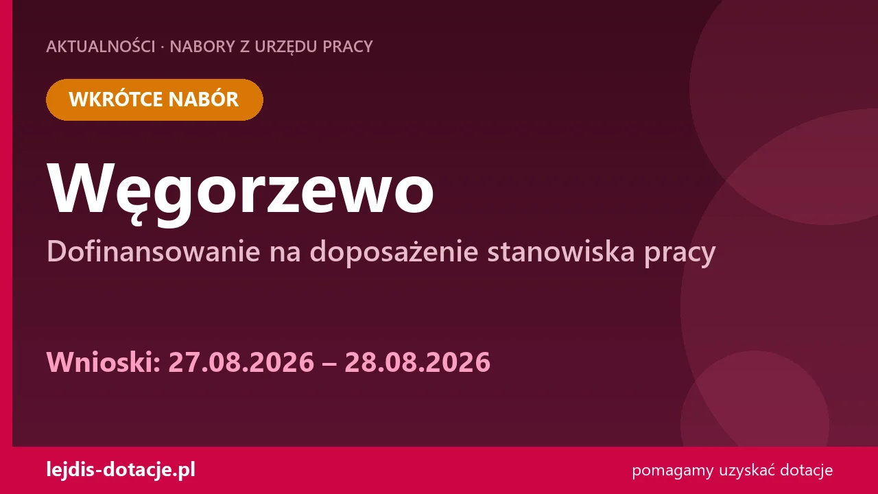 PUP Węgorzewo ogłasza nabór — dofinansowanie na doposażenie stanowiska pracy (27 sierpnia 2026)