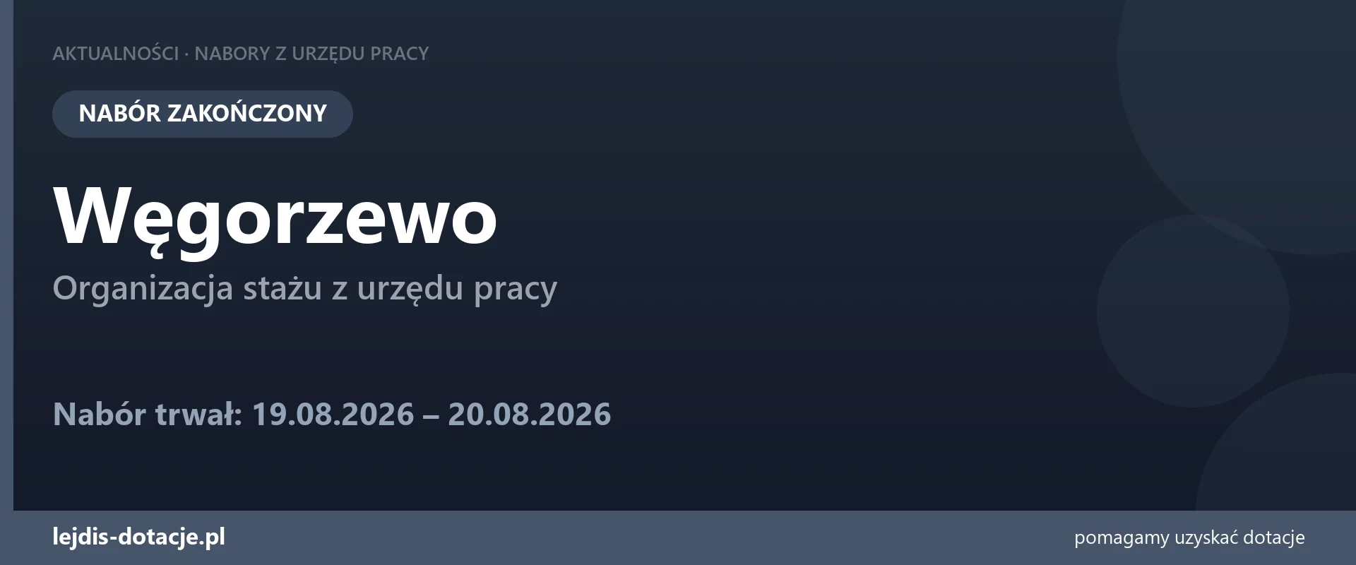 PUP Węgorzewo zakończył nabór — organizacja stażu z urzędu pracy (20 sierpnia 2026)