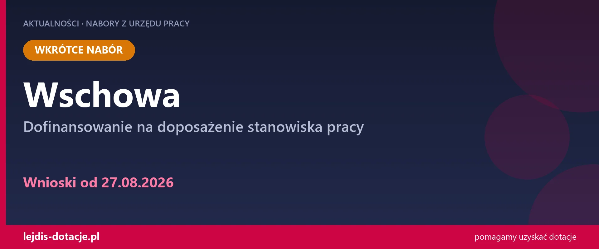PUP Wschowa ogłasza nabór — dofinansowanie na doposażenie stanowiska pracy (27 sierpnia 2026)