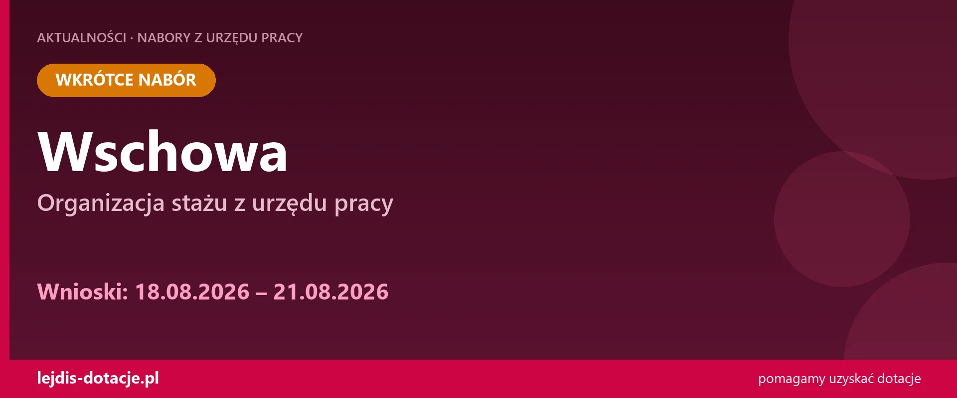 PUP Wschowa ogłasza nabór — organizacja stażu z urzędu pracy (18 sierpnia 2026)