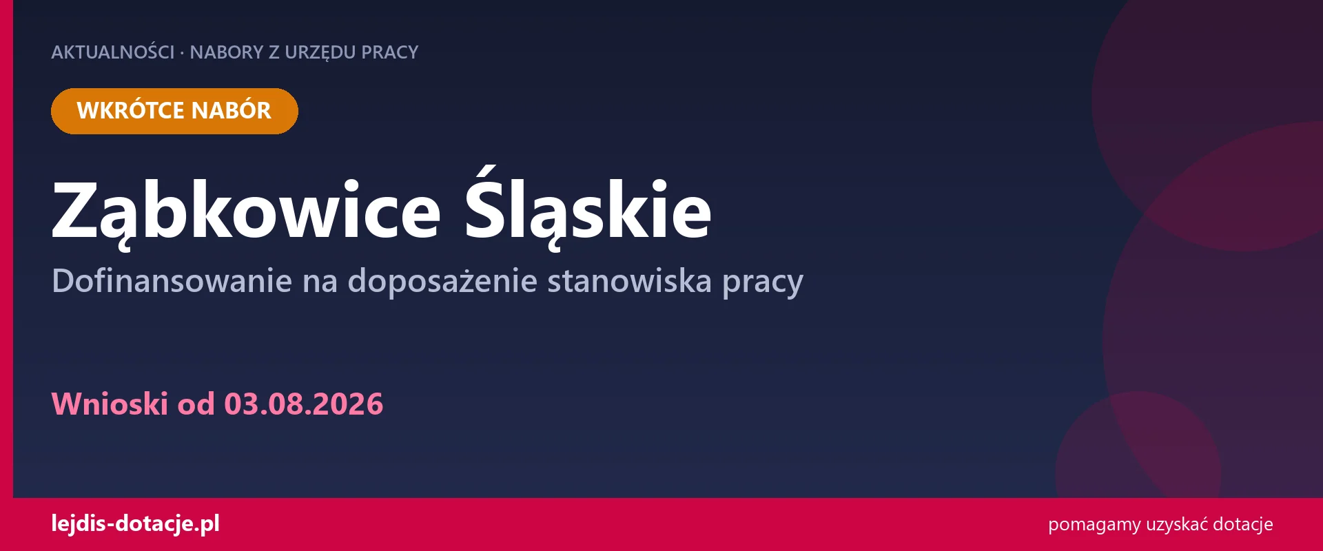 PUP Ząbkowice Śląskie ogłasza nabór — dofinansowanie na doposażenie stanowiska pracy (3 sierpnia 2026)
