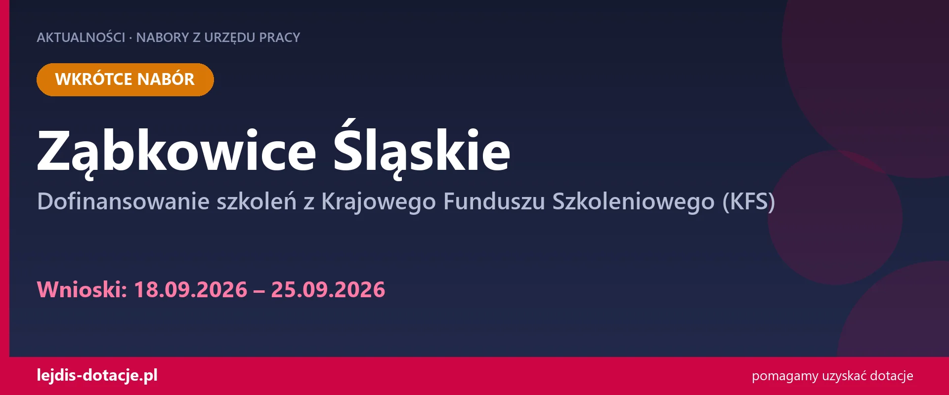 PUP Ząbkowice Śląskie ogłasza nabór — dofinansowanie szkoleń z Krajowego Funduszu Szkoleni (18 września 2026)