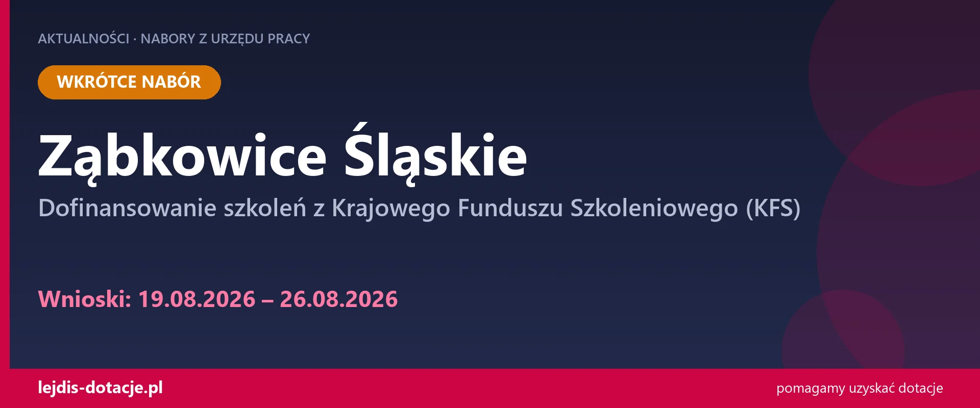 PUP Ząbkowice Śląskie ogłasza nabór — dofinansowanie szkoleń z Krajowego Funduszu Szkoleni (19 sierpnia 2026)
