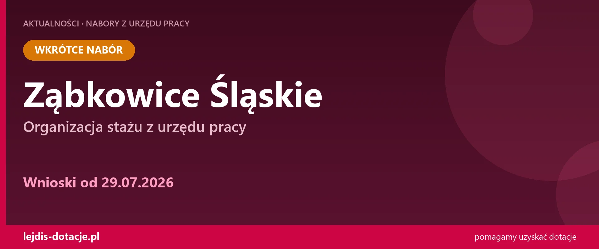 PUP Ząbkowice Śląskie ogłasza nabór — organizacja stażu z urzędu pracy (29 lipca 2026)