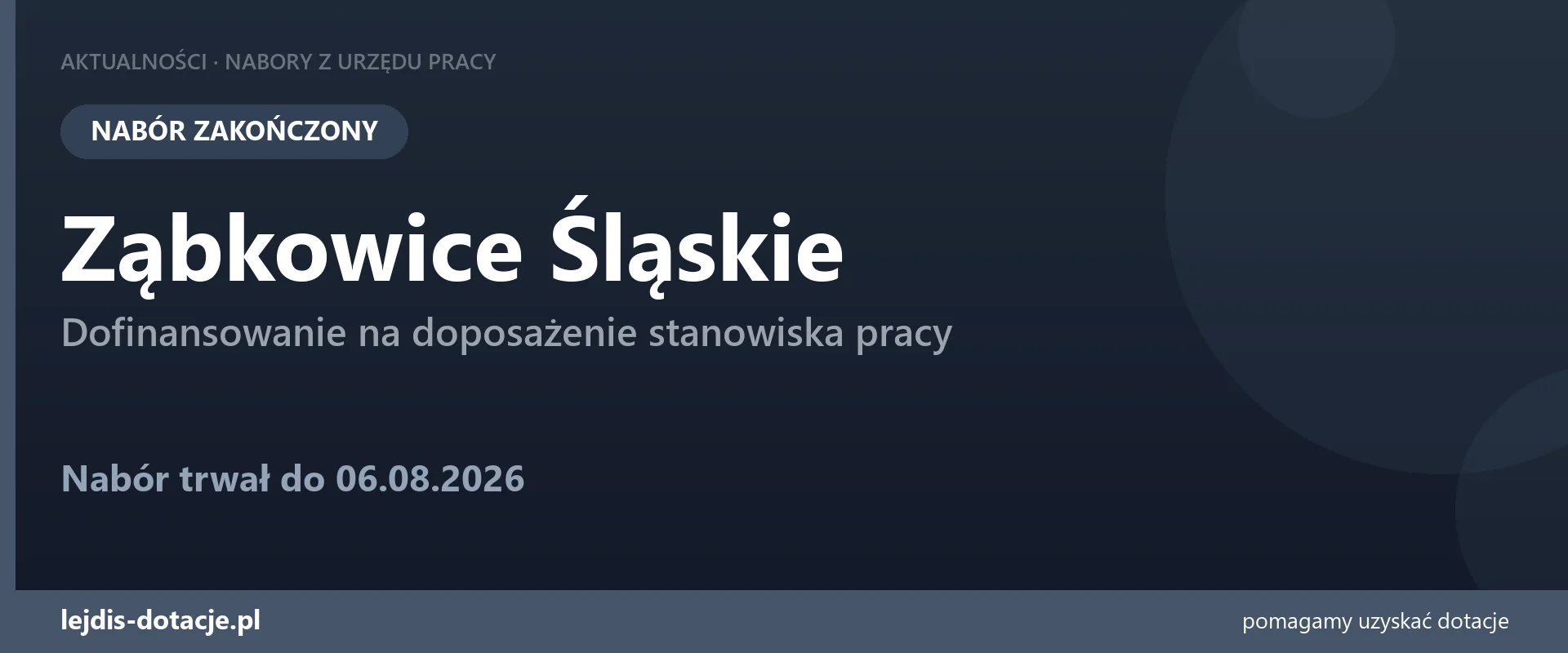 PUP Ząbkowice Śląskie zakończył nabór — dofinansowanie na doposażenie stanowiska pracy (6 sierpnia 2026)