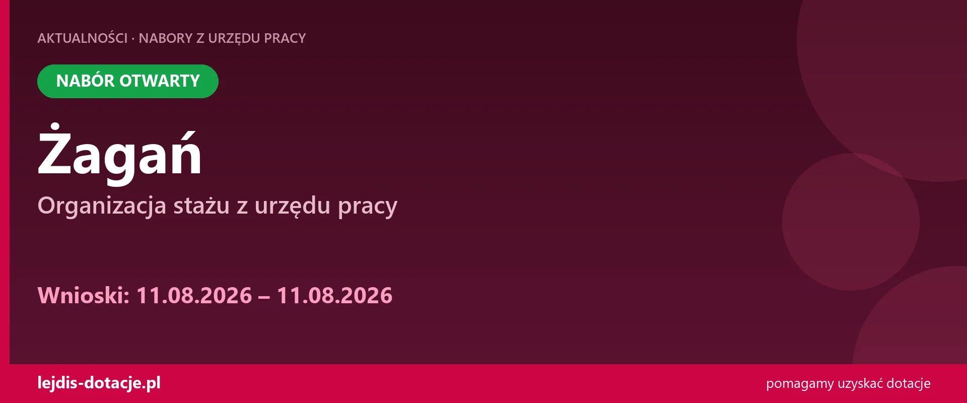 PUP Żagań przyjmuje wnioski — organizacja stażu z urzędu pracy (11 sierpnia 2026)