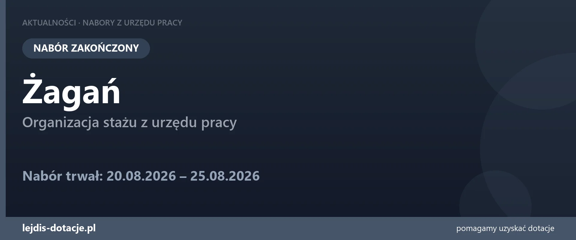 PUP Żagań zakończył nabór — organizacja stażu z urzędu pracy (25 sierpnia 2026)