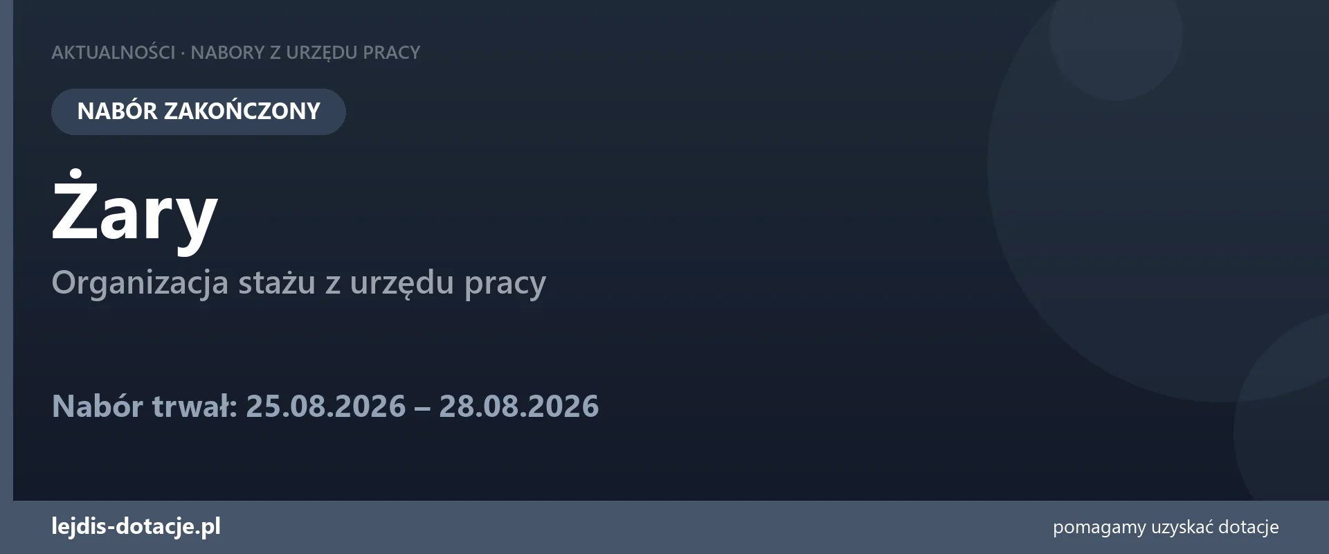 PUP Żary zakończył nabór — organizacja stażu z urzędu pracy (28 sierpnia 2026)
