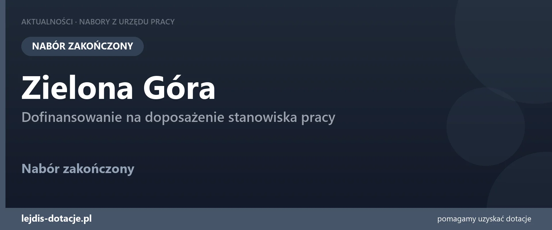 PUP Zielona Góra zakończył nabór — dofinansowanie na doposażenie stanowiska pracy (24 sierpnia 2026)