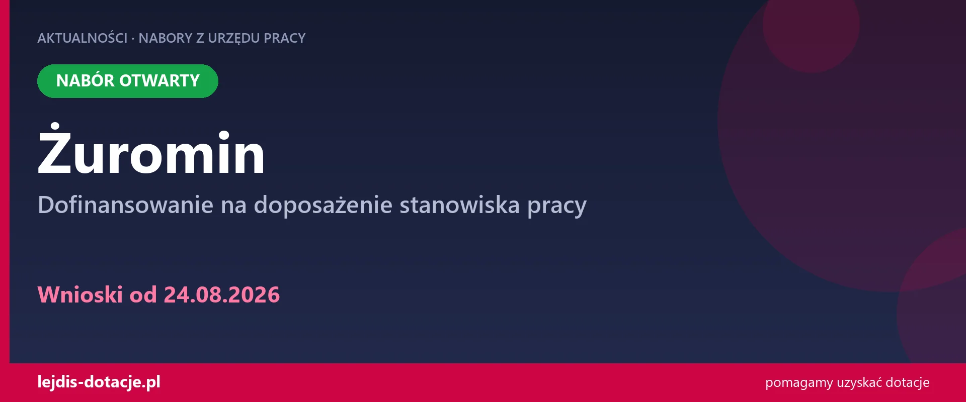 PUP Żuromin przyjmuje wnioski — dofinansowanie na doposażenie stanowiska pracy (24 sierpnia 2026)