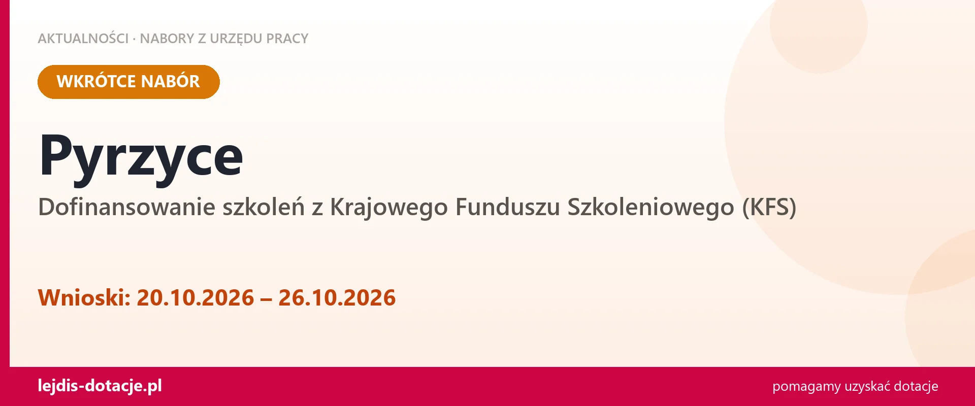 Pyrzyce: od 20.10.2026 rusza nabór na dofinansowanie szkoleń z KFS (20 października 2026)